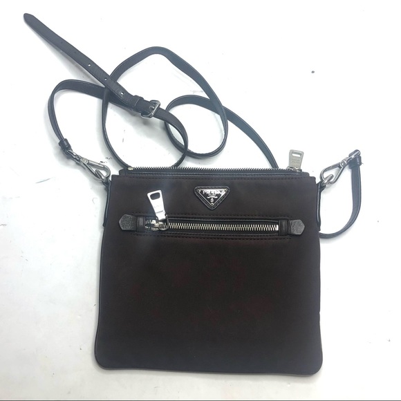 Prada Handbags - Prada dark brown nylon mini purse